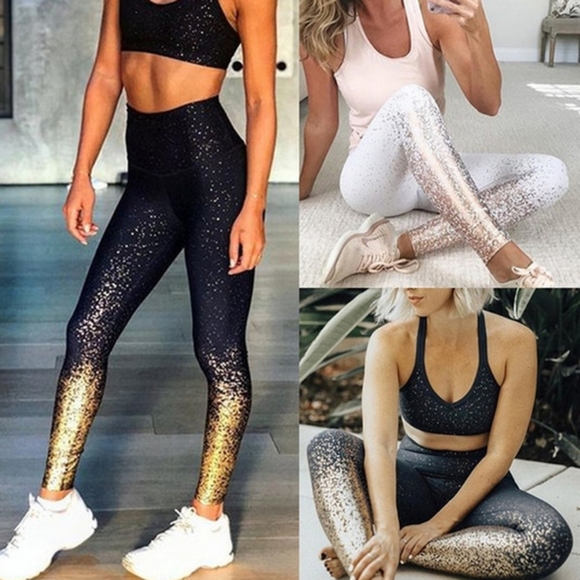 WowNYC Pants - High Quality Printed GLITTER Pants Yoga Sports